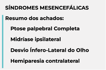 Página do Guia Prático com o resumo dos achados das síndromes mesencefálicas